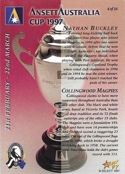 1997 Select Ansett Australia Cup #4 Nathan Buckley Back
